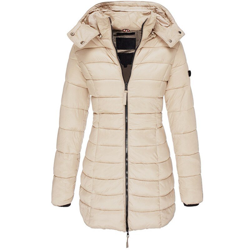 Women's Winter Jacket – Padded – Mid-Length – Detachable Hood – Tailored Fit