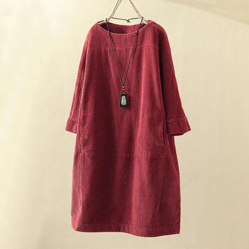 Corduroy Loose Fit Long Sleeve Dress