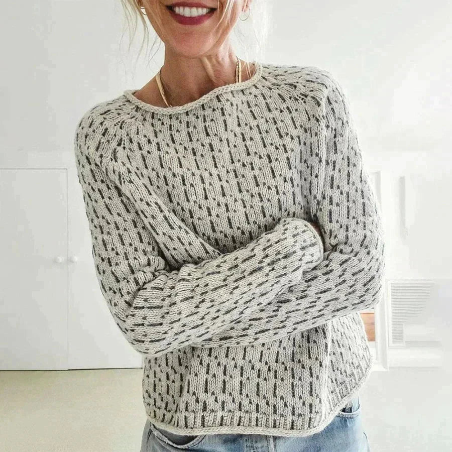 Wool Blend Relaxed Fit Textured Knit Sweater