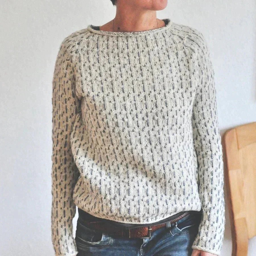 Wool Blend Relaxed Fit Textured Knit Sweater