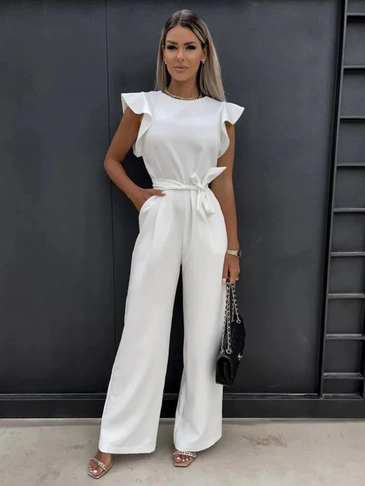 Lightweight Comfort Ruched Short Sleeve Jumpsuit