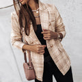 Women's Blazer – Tailored Fit – Double-Breasted – Tweed – Checkered Pattern