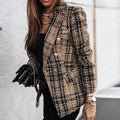 Women's Blazer – Tailored Fit – Double-Breasted – Tweed – Checkered Pattern