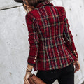 Women's Blazer – Tailored Fit – Double-Breasted – Tweed – Checkered Pattern