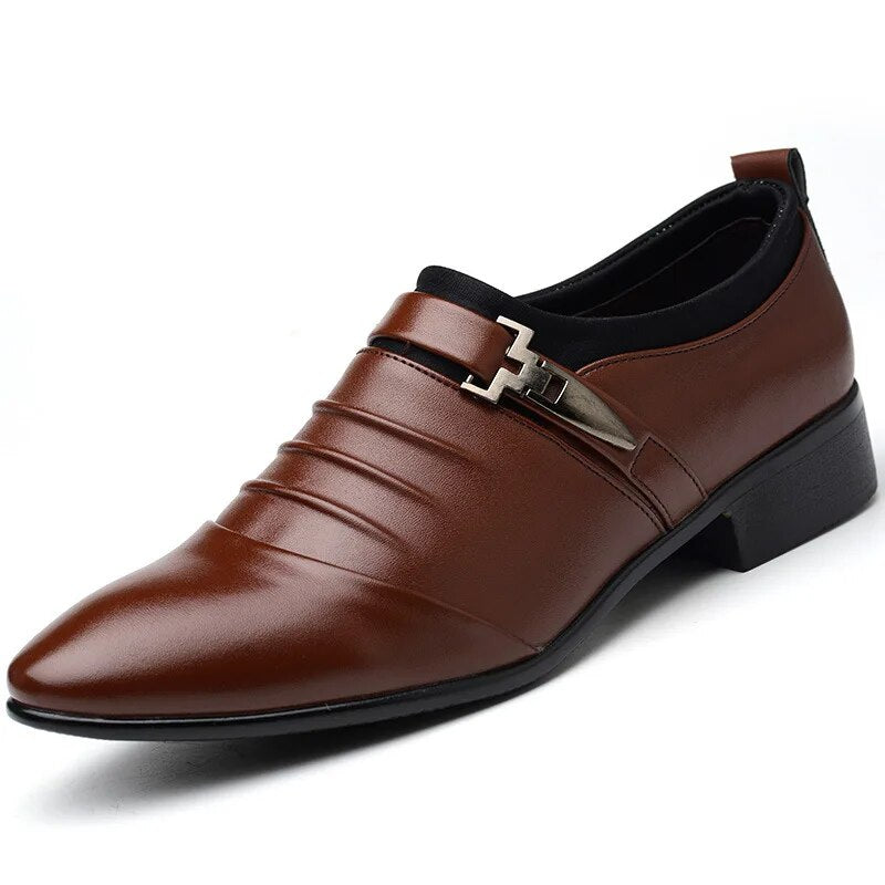 Leather Look Monk Strap Pointed Toe Shoes
