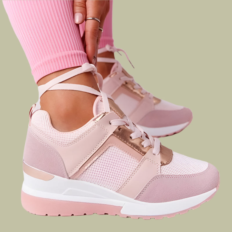 Breathable Perforated Wedge Heel Sneakers