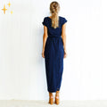 Women's Maxi Dress - Light and Airy - Tie at Waist - Asymmetric Slit