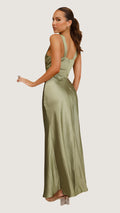 Women's Dress - Satin Evening Dress - Slim Fit - Sleeveless - V-Neck