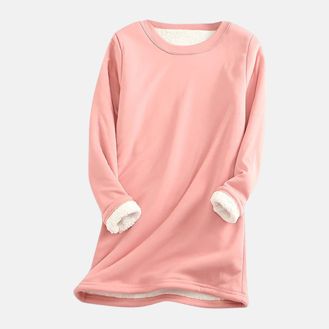 Plush Lined Knit Relaxed Fit Crewneck Sweatshirt