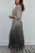 Women's Maxi Skirt - Pleated Design - High Waist - Elegant Folds