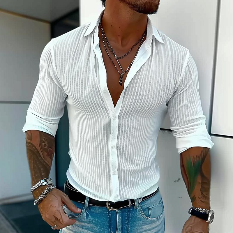 Lightweight Slim Fit Vertical Stripe Shirt