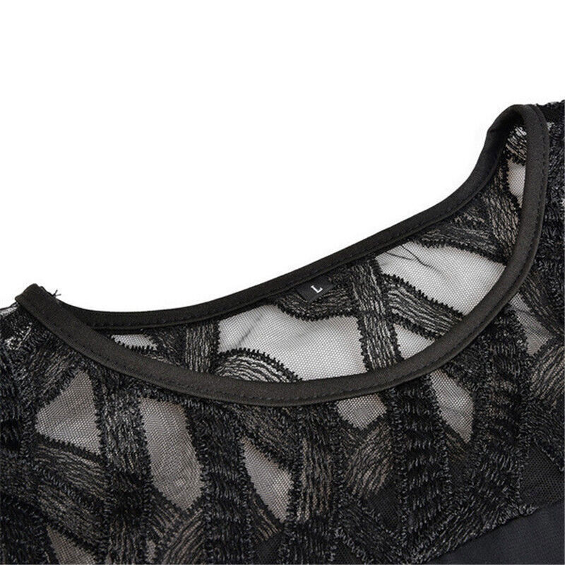 Women's Midi Dress - Layered Design - Asymmetric Hem - 3/4 Sleeves with Cutouts