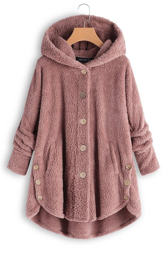 Oversized Sherpa Texture Hooded Coat