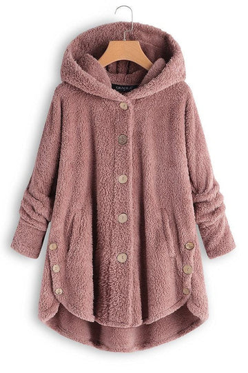 Oversized Sherpa Texture Hooded Coat