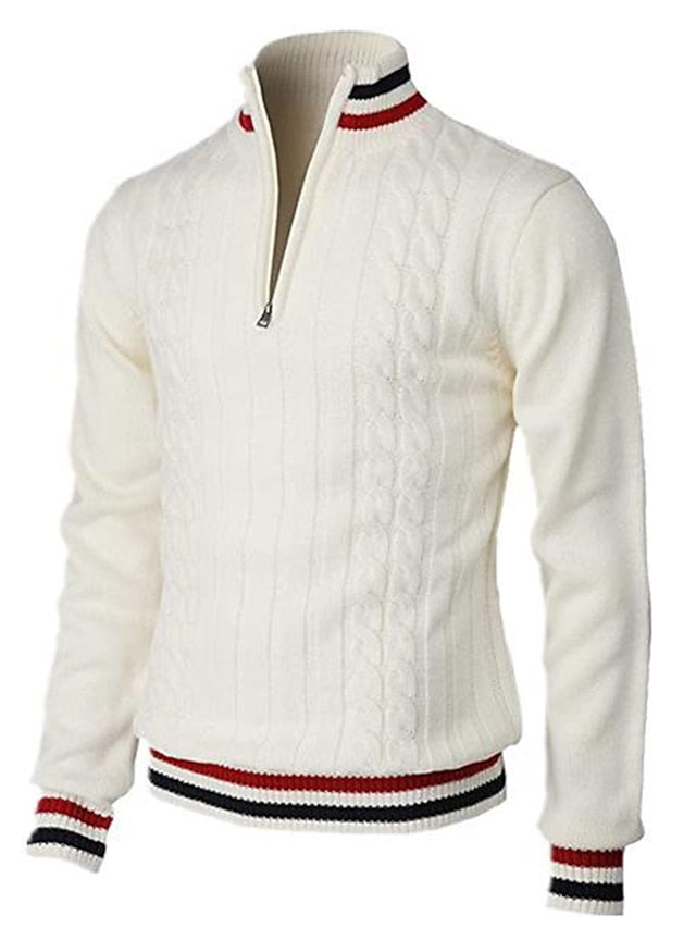 Half-Zip Cable Knit Casual Sweater