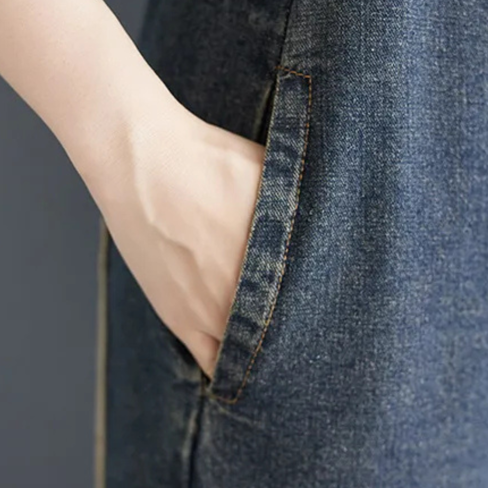 Patchwork Loose Fit Denim Overalls