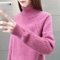 Women's Turtleneck Sweater - Wool Blend - Cable Knit - Relaxed Fit - Long Sleeve