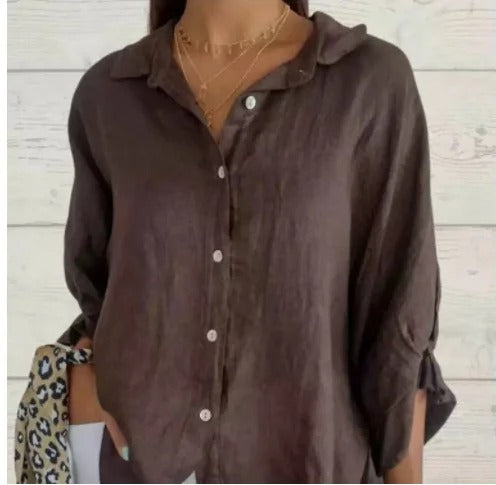 Linen Relaxed Fit Adjustable Cuffs Shirt