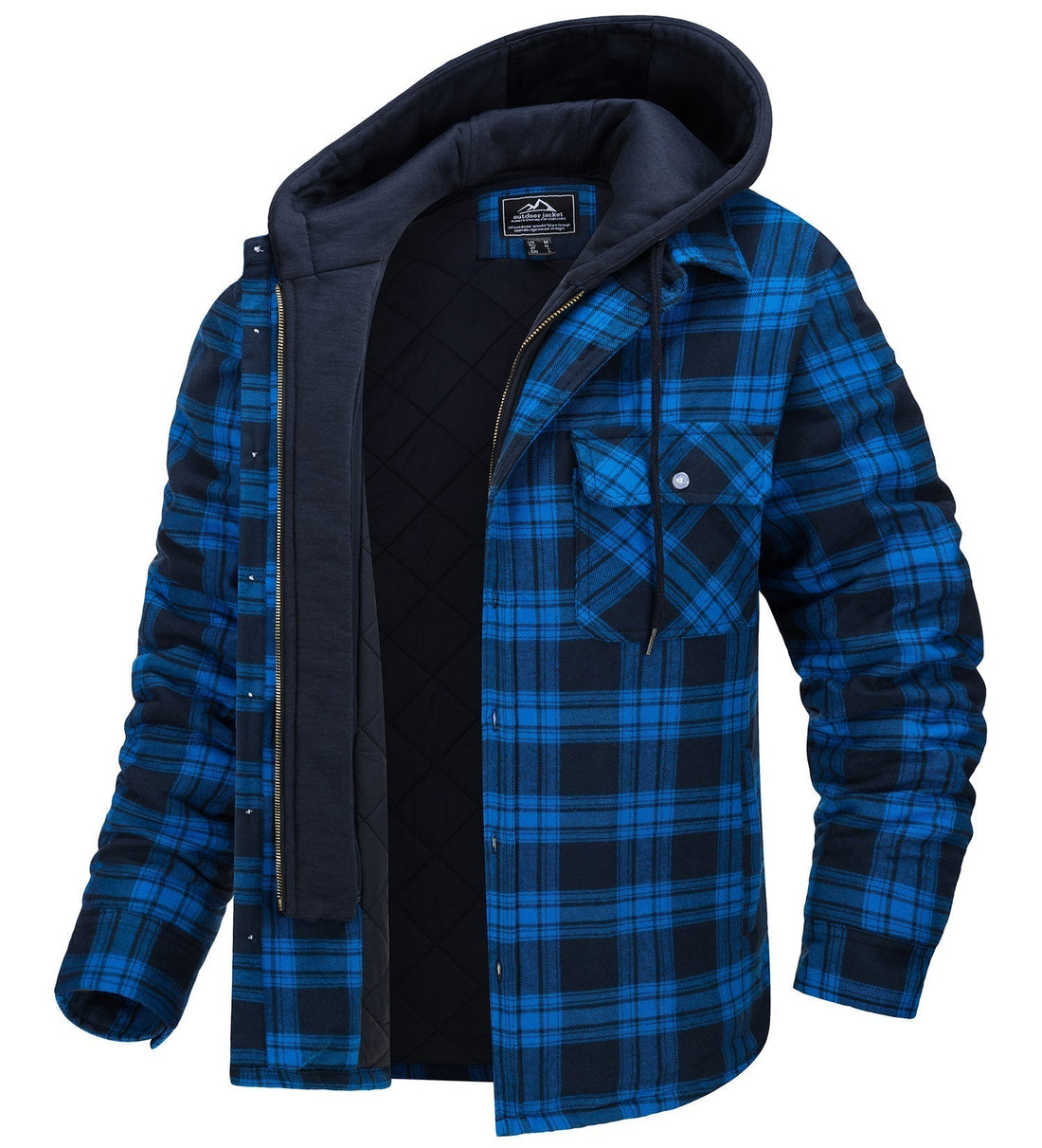Quilted Flannel Detachable Hood Shirt Jacket