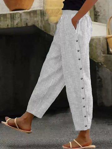 Light Comfortable Striped Relaxed Trousers