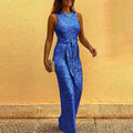 Women's Evening Dress - High Neck - Floor-Length - Sequin Design - Elegant Party Dress