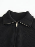 Men's Knit Sweater - Half Zipper - High Collar - Long-Sleeved Rib Knit