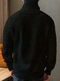 Men's Knit Sweater - Half Zipper - High Collar - Long-Sleeved Rib Knit