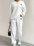 Women's Loungewear Set – Cable Knit – Relaxed Fit – Rib Details – Full Length