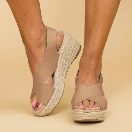 Comfort Wedge Espadrille Cross Strap Sandals