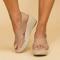 Women's Wedge Sandals – Espadrille Sole – Cross Straps – Open Toe – Comfort Heel Height