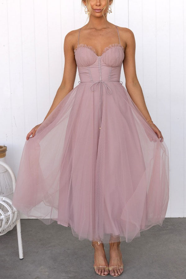 Light Chiffon A-line Spaghetti Strap Maxi Dress