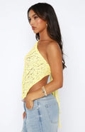 Women's Lace Top – One Shoulder – Fitted – Asymmetric Hem – Cropped Cut