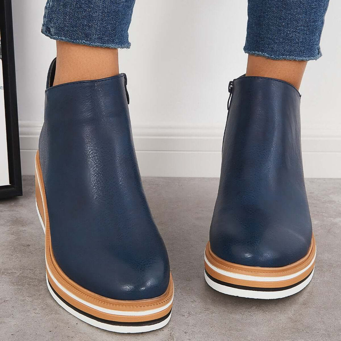 Non-Slip Platform Slim Fit Ankle Boots