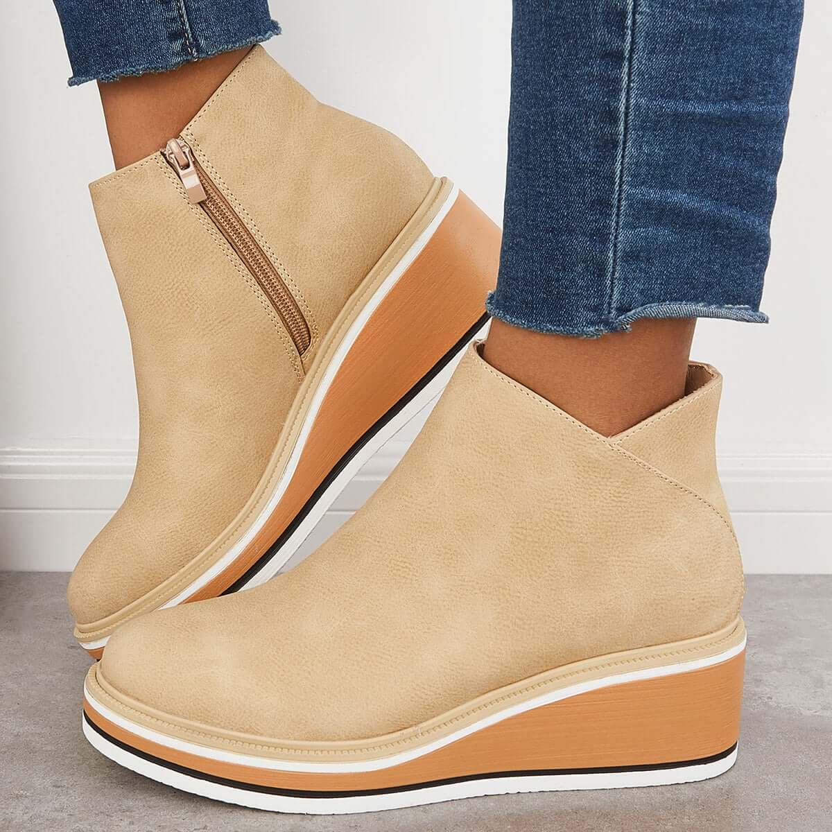 Women's Ankle Boots – Platform Sole – Slim Fit – Side Closure – Non-Slip Comfort