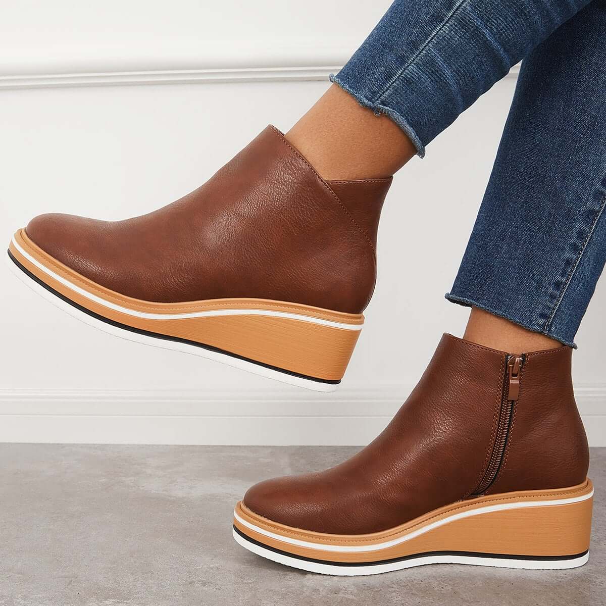 Women's Ankle Boots – Platform Sole – Slim Fit – Side Closure – Non-Slip Comfort