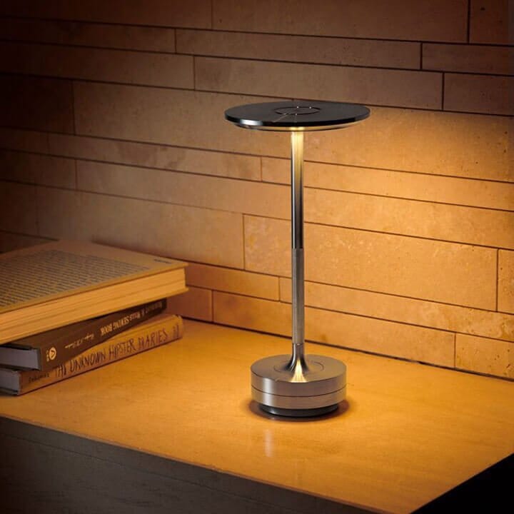 Brushed Brass And Wood Weighted Table Lamp
