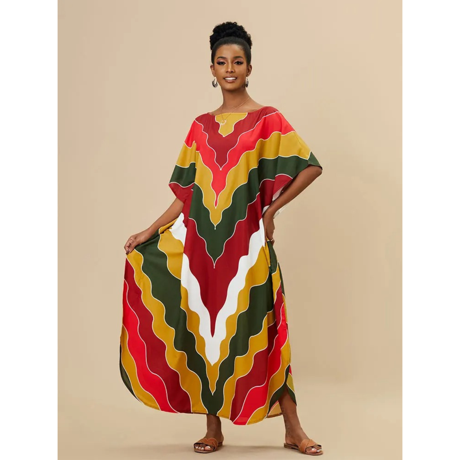 Women's Kaftan - Light and Airy - Loose Fit - V-Neck Beachwear
