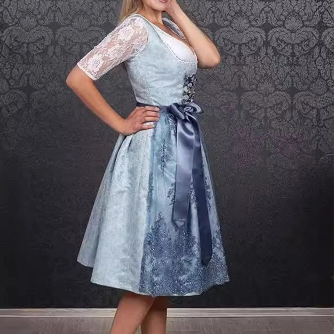 Fitted Embroidered Lace Dirndl Dress