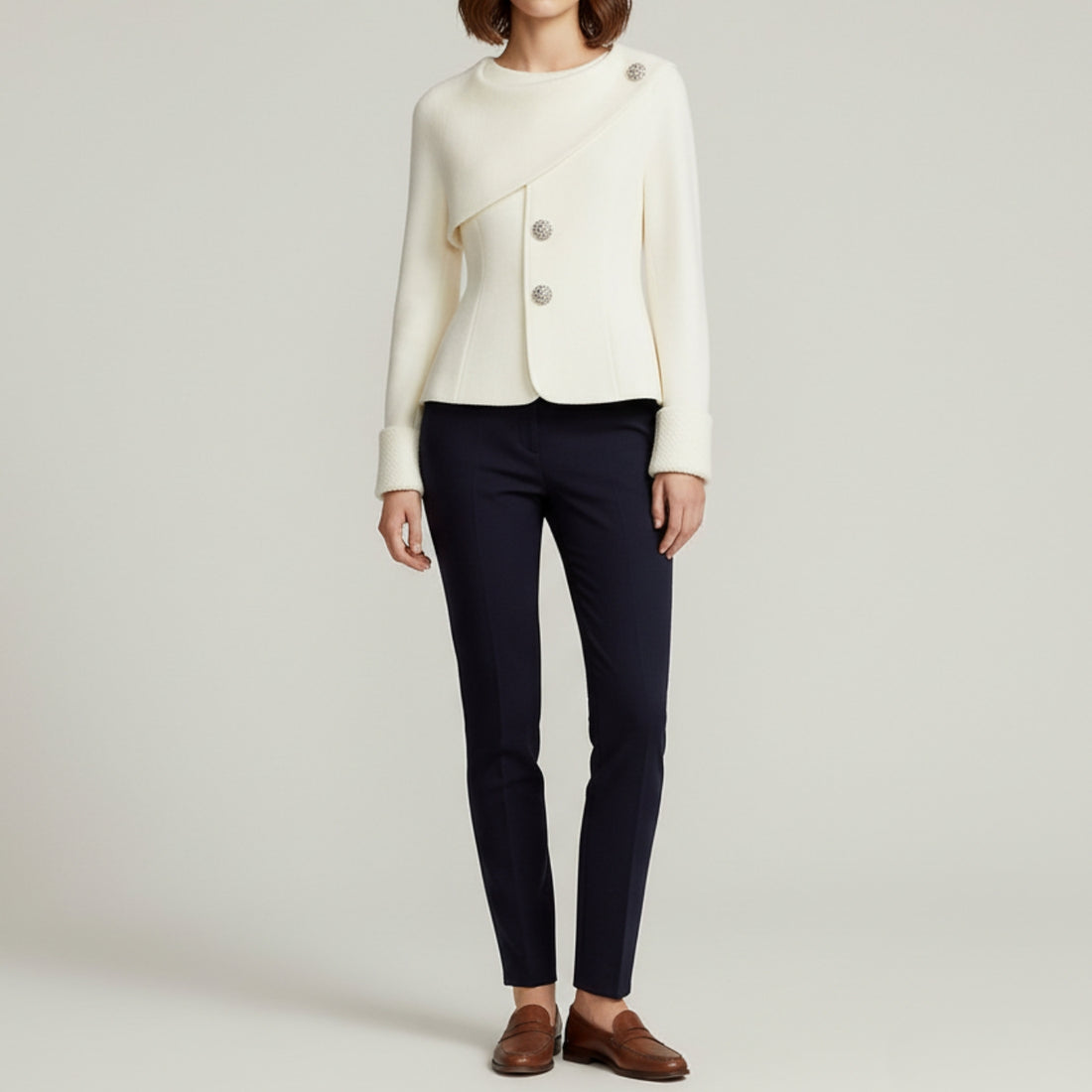 Wool Structured Tailored Peplum Hem Blazer