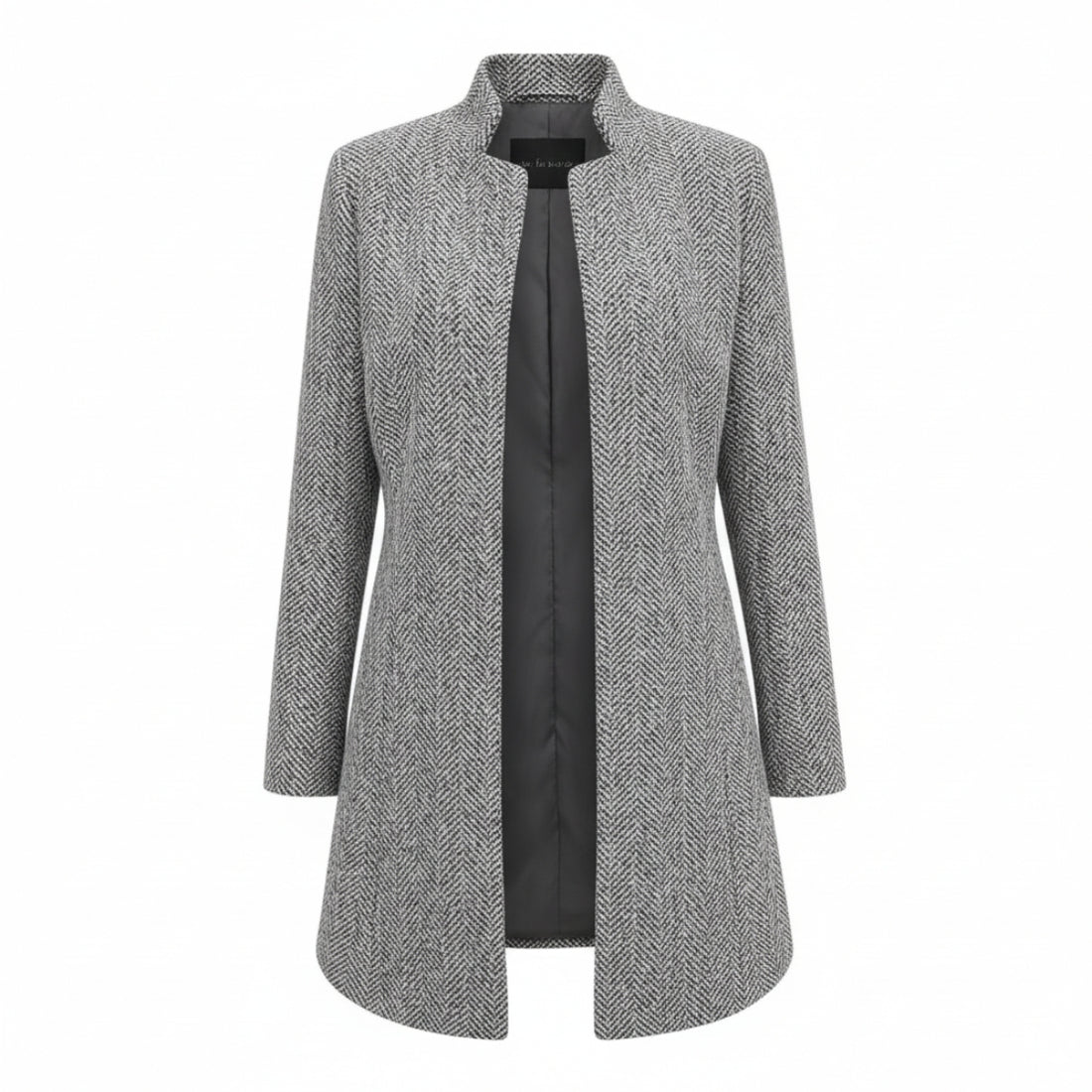 The Herringbone Stand Collar Coat