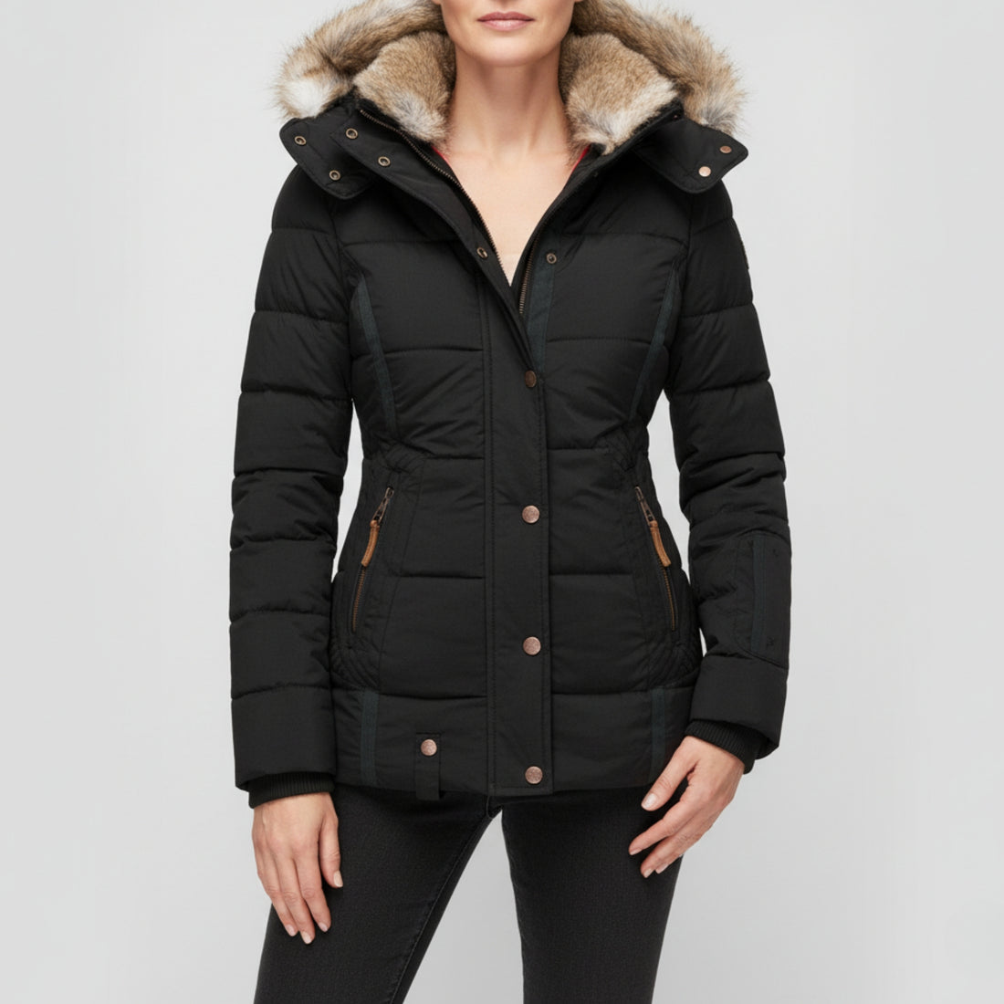 Water-Resistant Warm Lined Fur-Lined Puffer Jacket