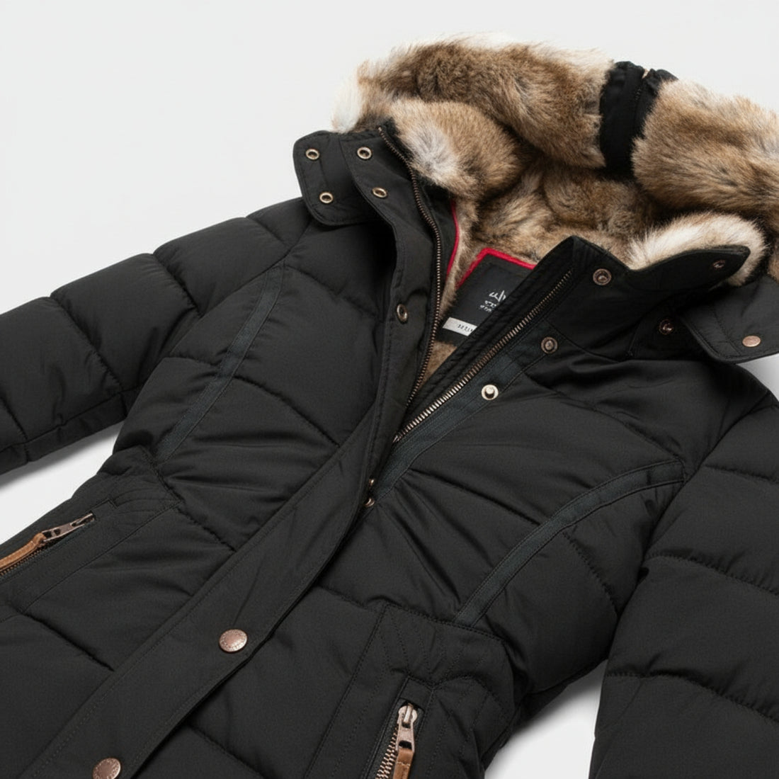 Water-Resistant Warm Lined Fur-Lined Puffer Jacket