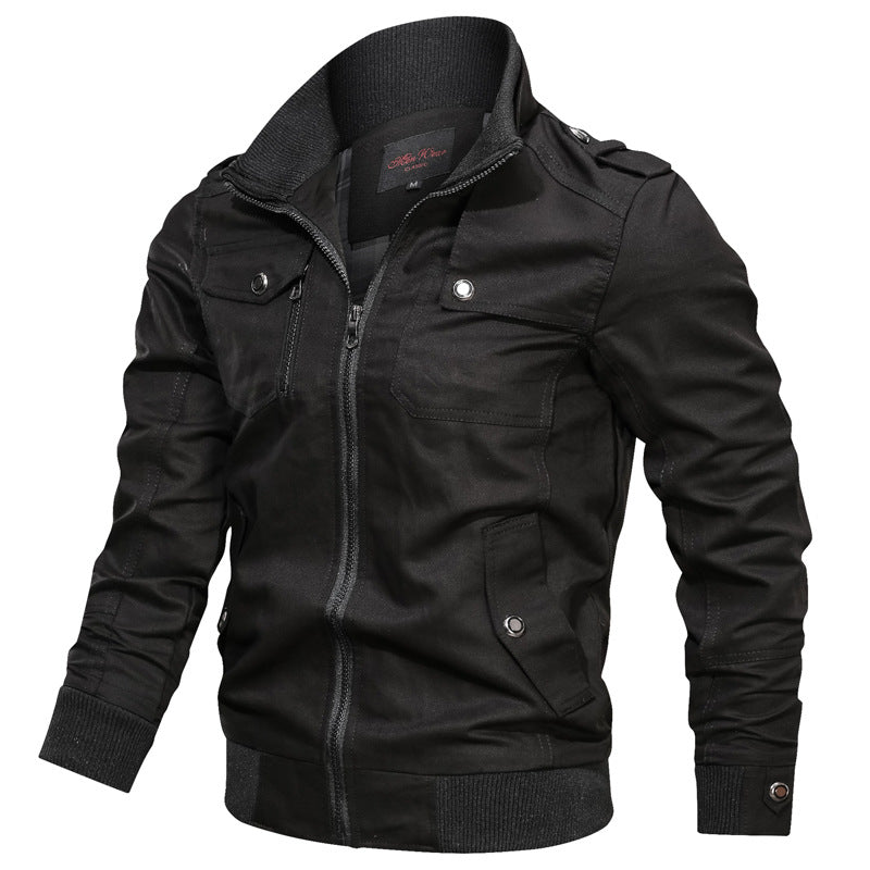 Slim Cotton Blend Stand Collar Jacket