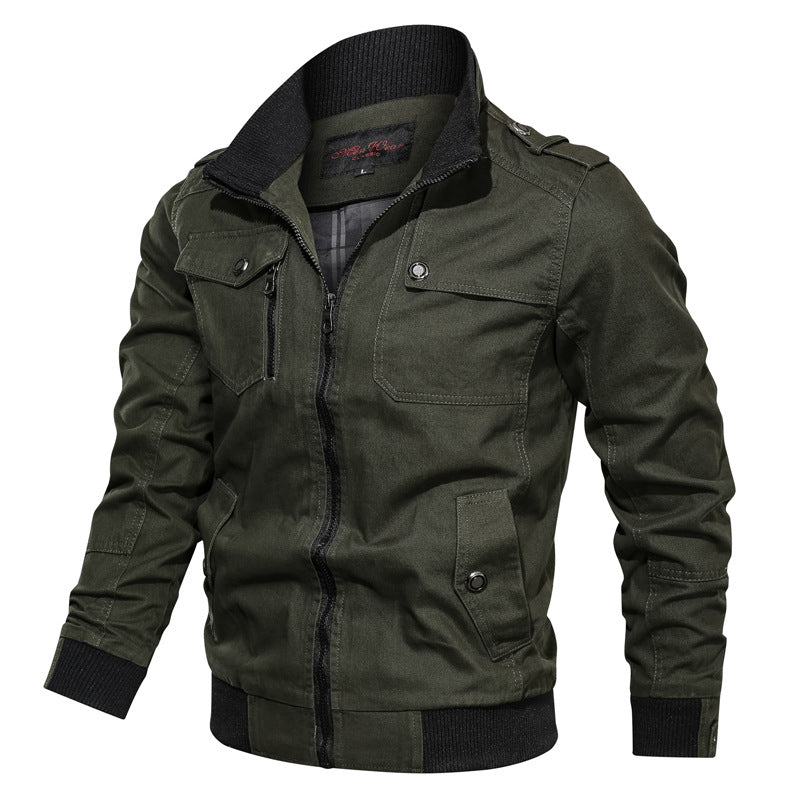 Slim Cotton Blend Stand Collar Jacket