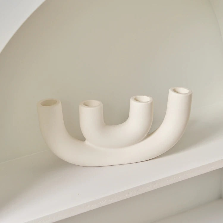 Matte Ceramic U-Shaped Multi-Socket Taper Candle Holder