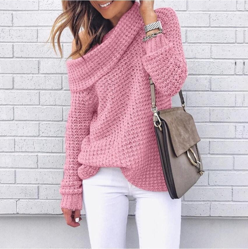 Oversized Off-Shoulder Draped Neckline Sweater