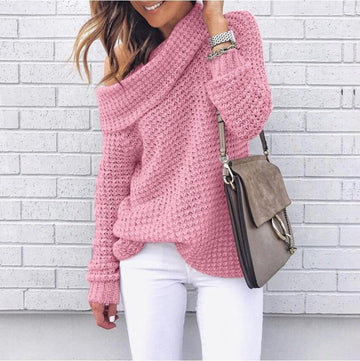 Oversized Off-Shoulder Draped Neckline Sweater