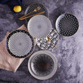 Porcelain Geometric Metallic Rim Dinner Plate Set