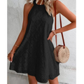 Dress for Women - Sleeveless A-line - Halterneck - Embroidered Lace - Light and Summery