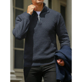 Men's Sweater with Half-Zip – Textured Knit – Tailored Fit – Ribbed Edges